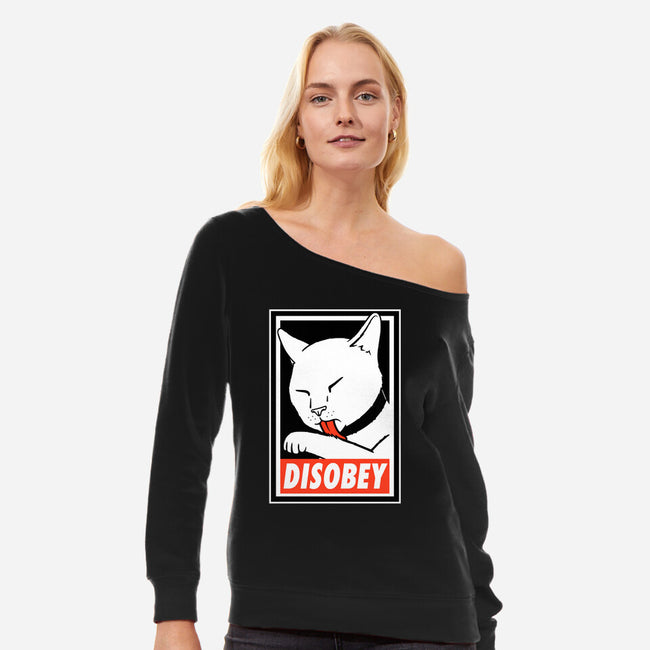 DISOBEY!-womens off shoulder sweatshirt-Raffiti