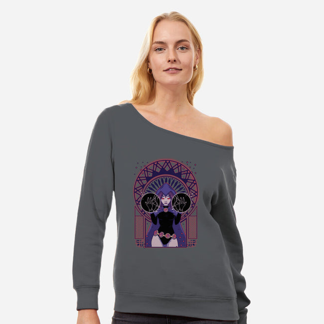 Dark Raven-womens off shoulder sweatshirt-xMorfina