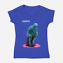 Blue Thinker-womens v-neck tee-teesgeex