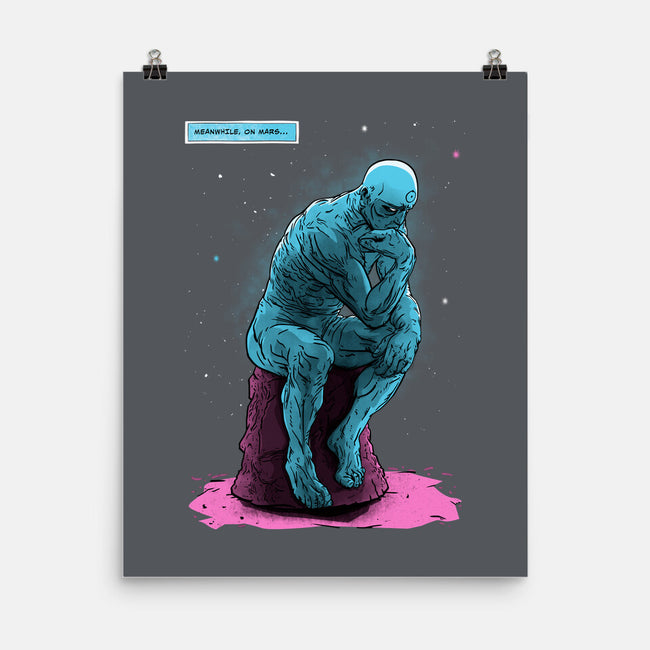 Blue Thinker-none matte poster-teesgeex