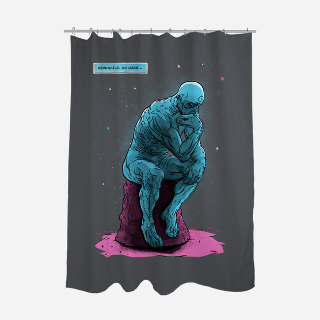 Blue Thinker-none polyester shower curtain-teesgeex