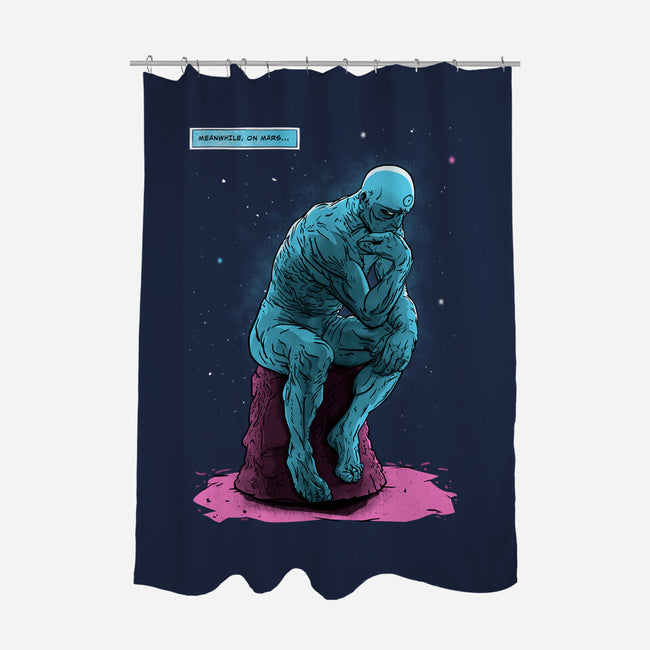 Blue Thinker-none polyester shower curtain-teesgeex