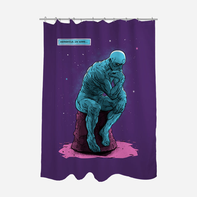 Blue Thinker-none polyester shower curtain-teesgeex