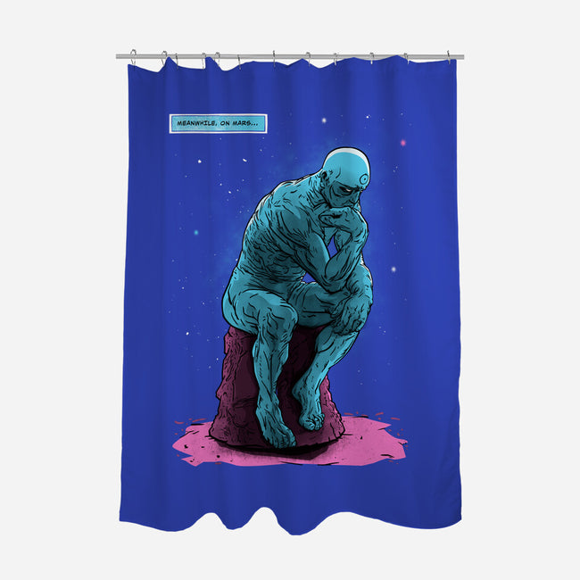 Blue Thinker-none polyester shower curtain-teesgeex