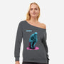 Blue Thinker-womens off shoulder sweatshirt-teesgeex