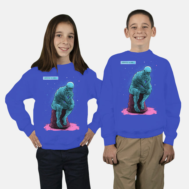 Blue Thinker-youth crew neck sweatshirt-teesgeex