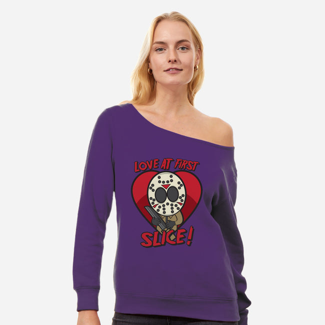 Love At First Slice!-womens off shoulder sweatshirt-jrberger