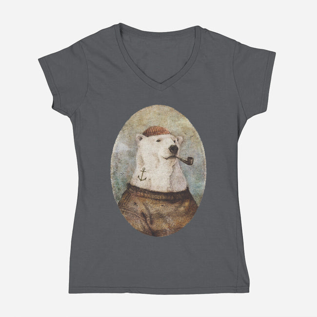 Onto the Shore-womens v-neck tee-Mike Koubou