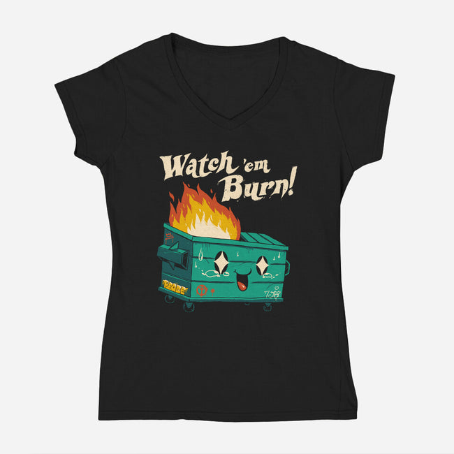 Watch Em Burn-womens v-neck tee-vp021