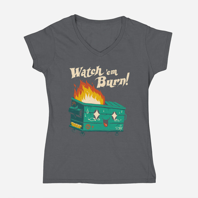 Watch Em Burn-womens v-neck tee-vp021
