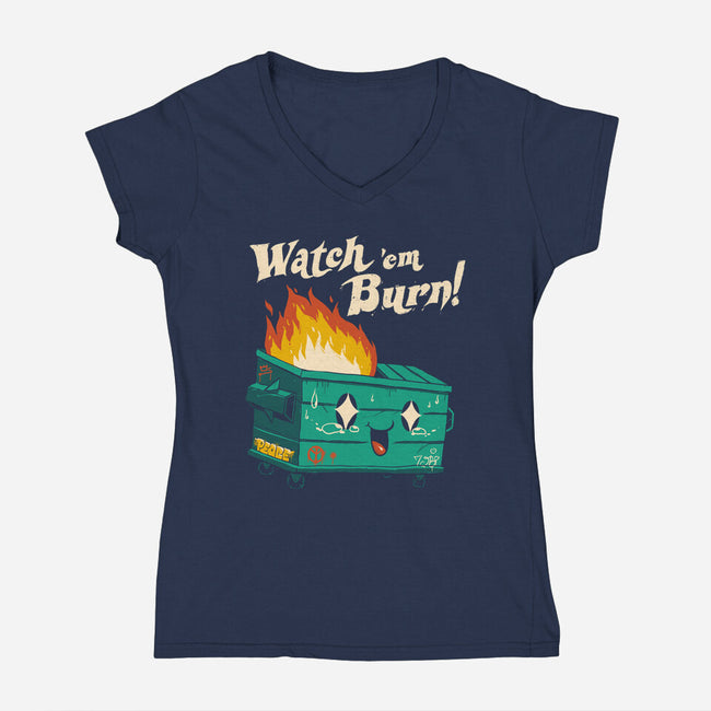 Watch Em Burn-womens v-neck tee-vp021