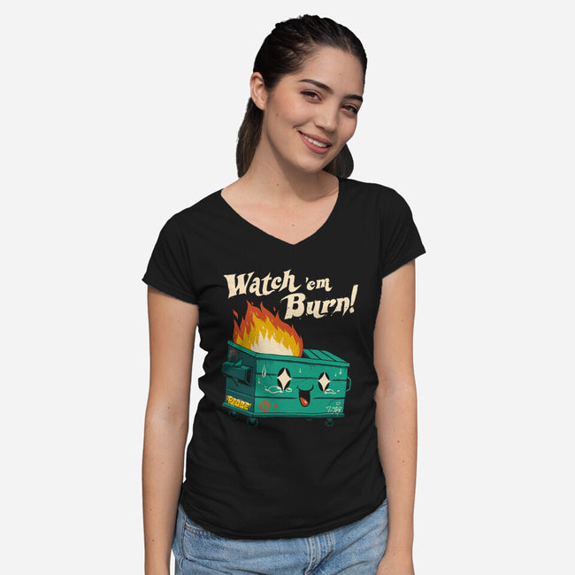Watch Em Burn-womens v-neck tee-vp021