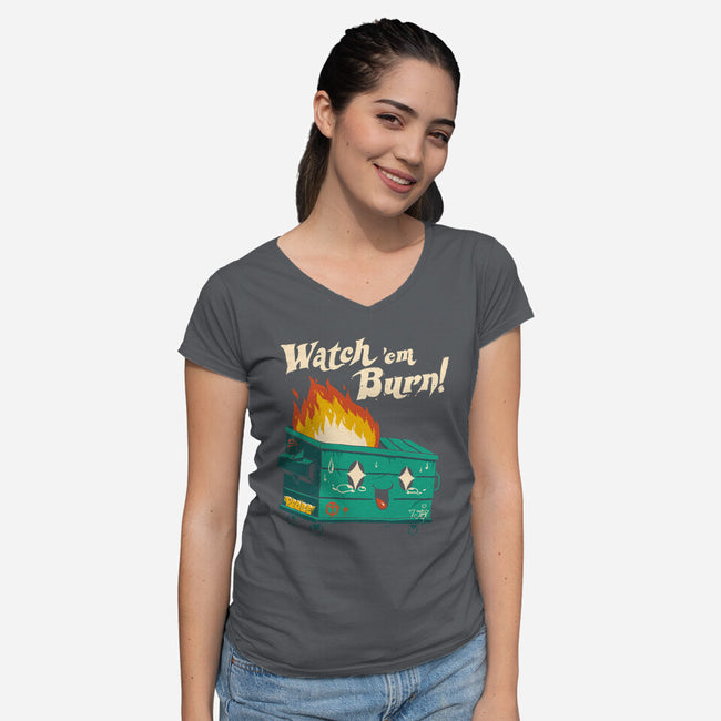 Watch Em Burn-womens v-neck tee-vp021