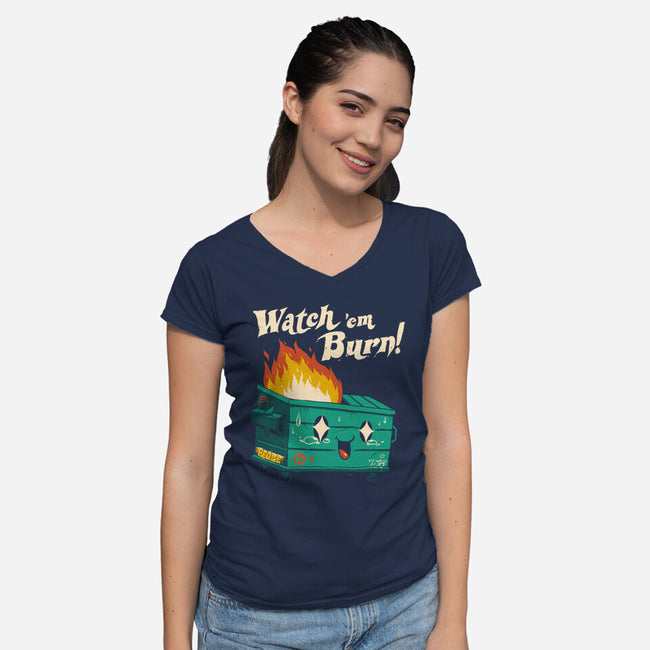 Watch Em Burn-womens v-neck tee-vp021