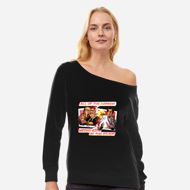 Wrong Side Of the River-womens off shoulder sweatshirt-Bo Bradshaw