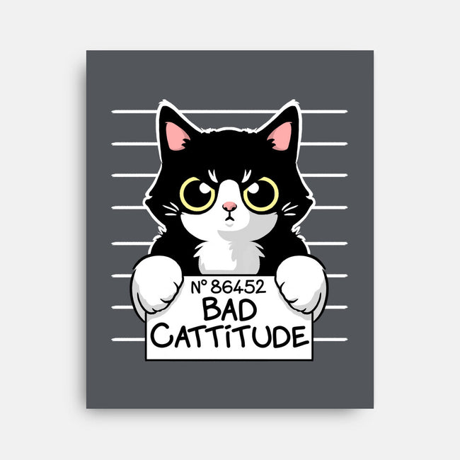 Bad Cattitude-none stretched canvas-NemiMakeit