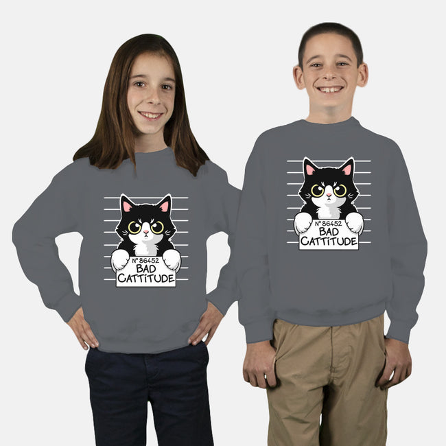 Bad Cattitude-youth crew neck sweatshirt-NemiMakeit
