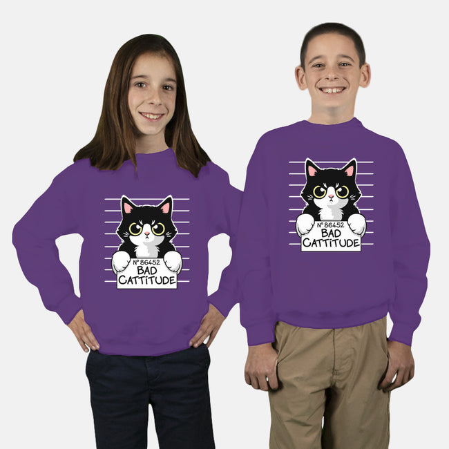 Bad Cattitude-youth crew neck sweatshirt-NemiMakeit