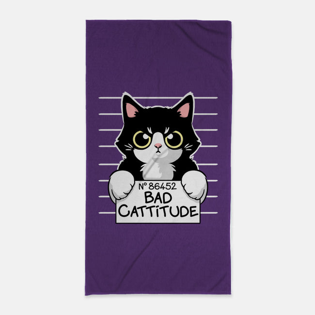 Bad Cattitude-none beach towel-NemiMakeit
