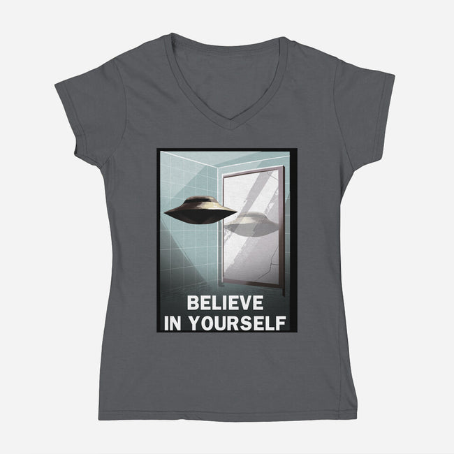 Believe in Yourself-womens v-neck tee-lincean