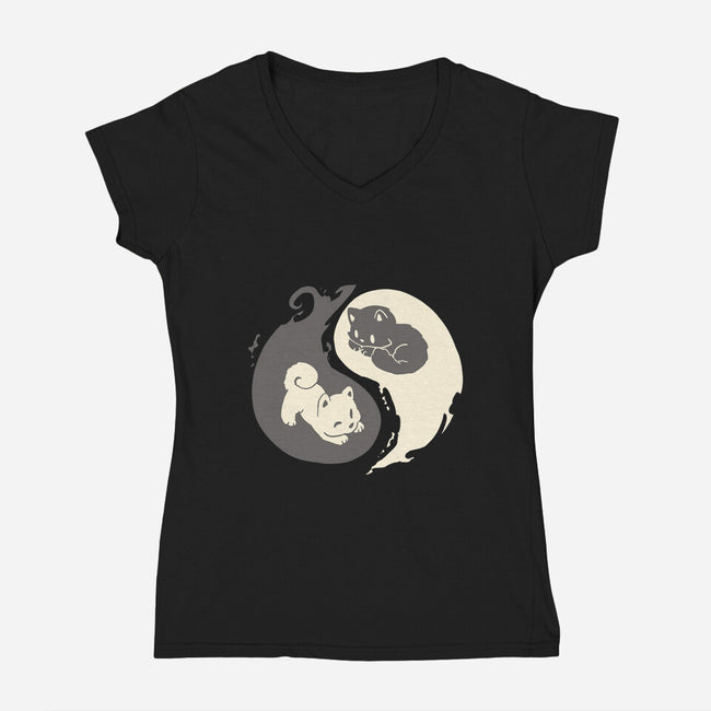 Yin and Yang-womens v-neck tee-amyneko