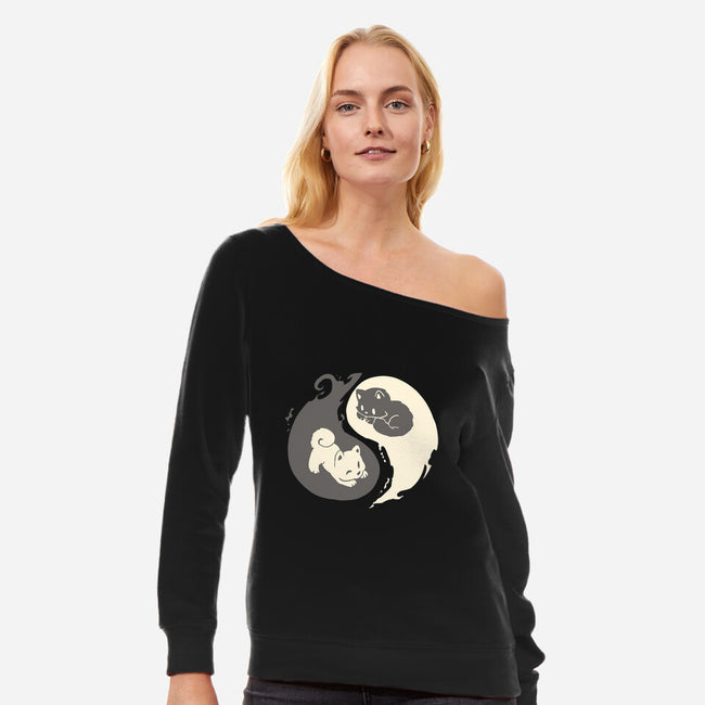 Yin and Yang-womens off shoulder sweatshirt-amyneko