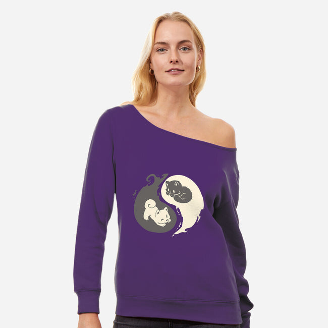 Yin and Yang-womens off shoulder sweatshirt-amyneko