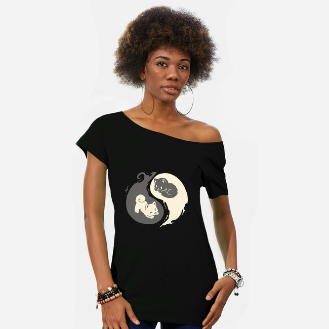 Yin and Yang-womens off shoulder tee-amyneko