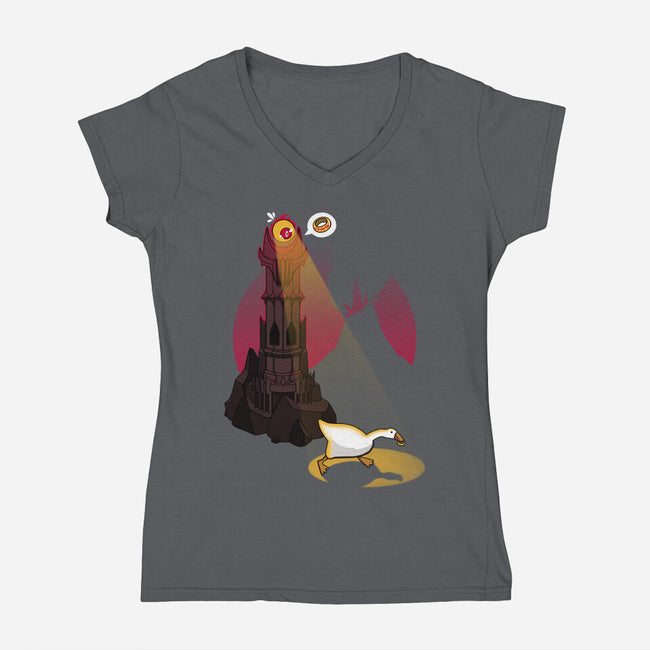 Lord of the Honks-womens v-neck tee-theteenosaur