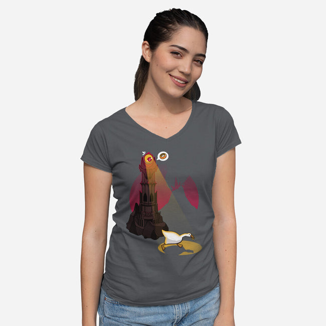 Lord of the Honks-womens v-neck tee-theteenosaur