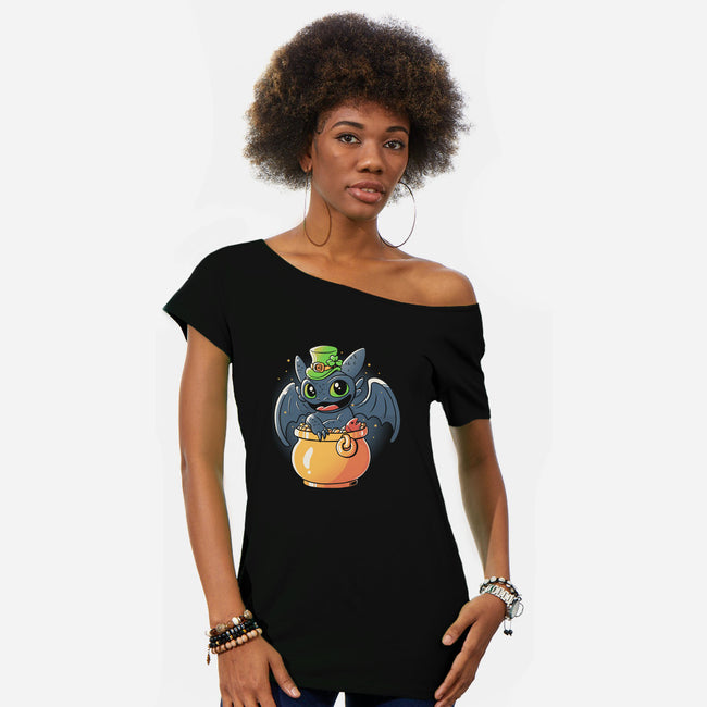 Irish Dragon-womens off shoulder tee-eduely