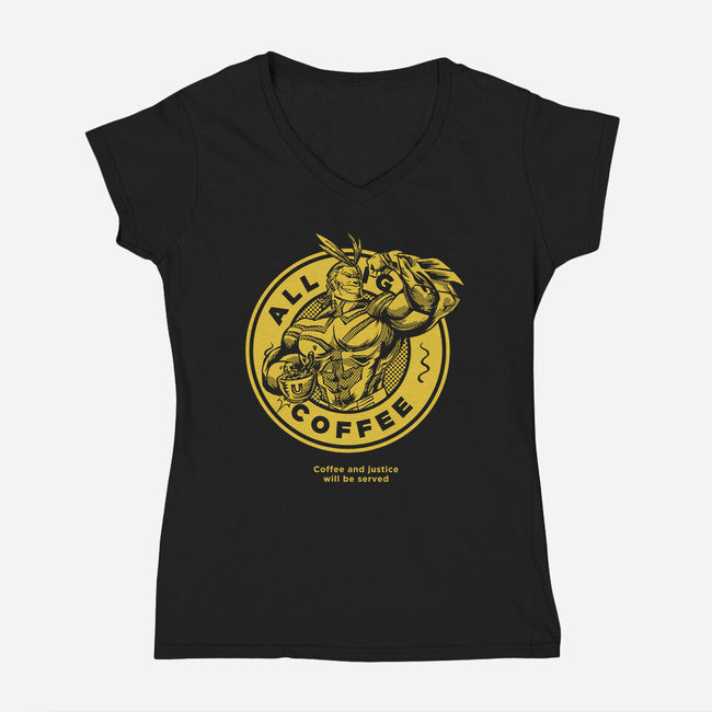 All Might Coffee-womens v-neck tee-yumie