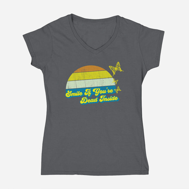 Smile if You're Dead Inside-womens v-neck tee-benyamine12