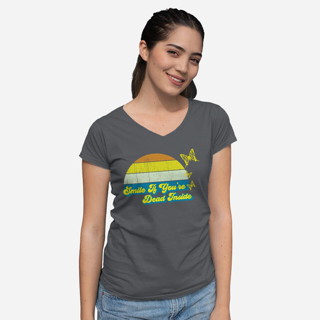 Smile if You're Dead Inside-womens v-neck tee-benyamine12