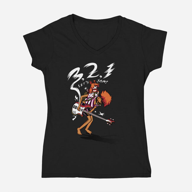 Let's Jam Ed-womens v-neck tee-Ste7en Lefcourt