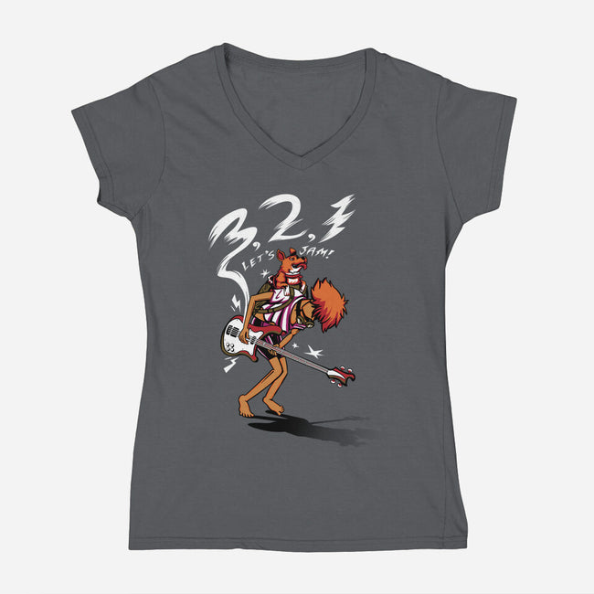 Let's Jam Ed-womens v-neck tee-Ste7en Lefcourt