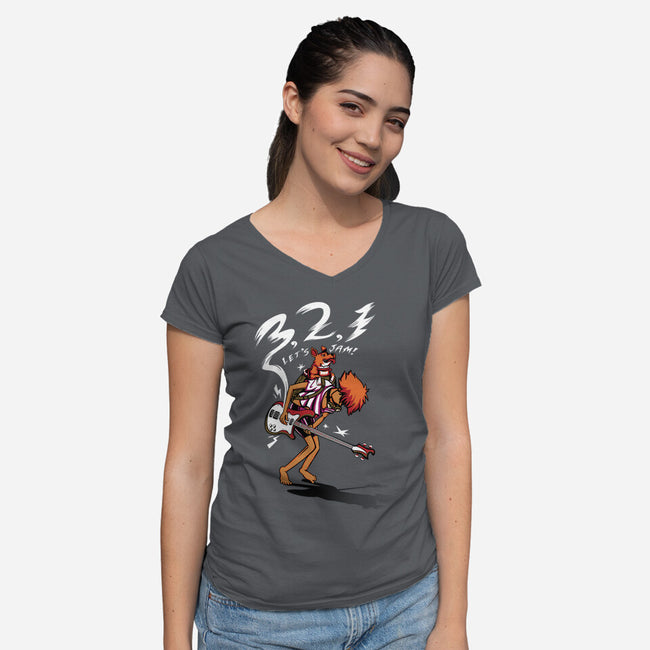 Let's Jam Ed-womens v-neck tee-Ste7en Lefcourt