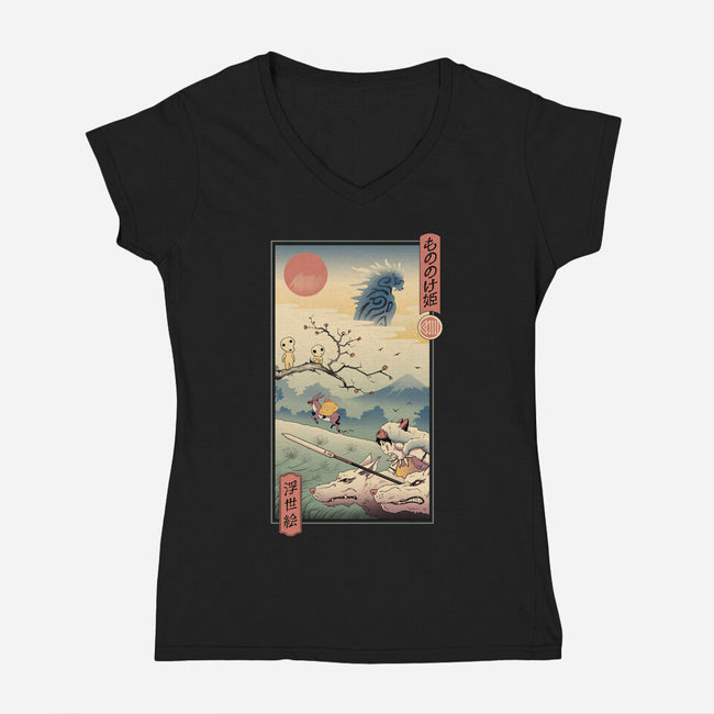 Wolf Princess Ukiyo-E-womens v-neck tee-vp021