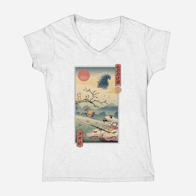 Wolf Princess Ukiyo-E-womens v-neck tee-vp021