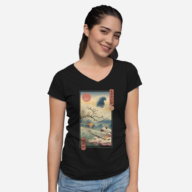 Wolf Princess Ukiyo-E-womens v-neck tee-vp021