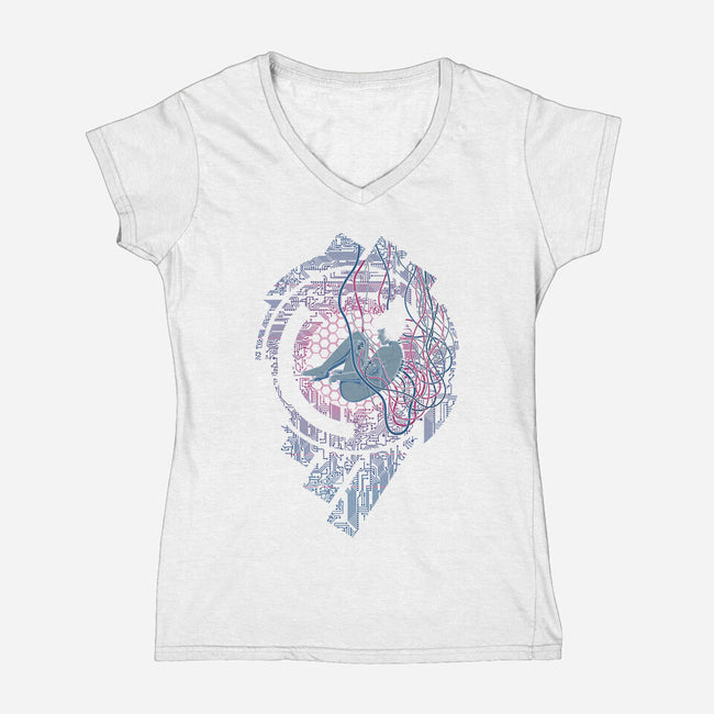 Wired Existence-womens v-neck tee-pigboom