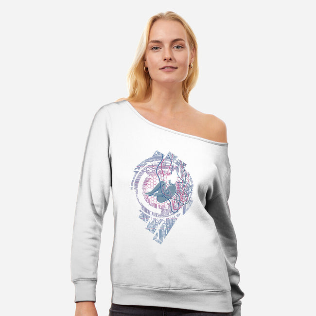 Wired Existence-womens off shoulder sweatshirt-pigboom