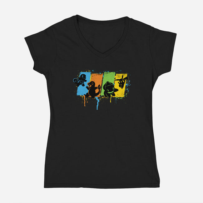 Pokequest-womens v-neck tee-rocketman_art