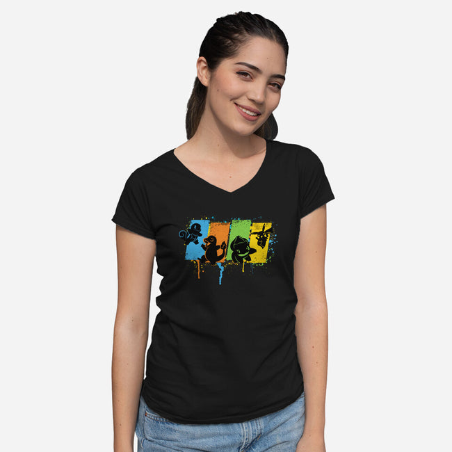 Pokequest-womens v-neck tee-rocketman_art