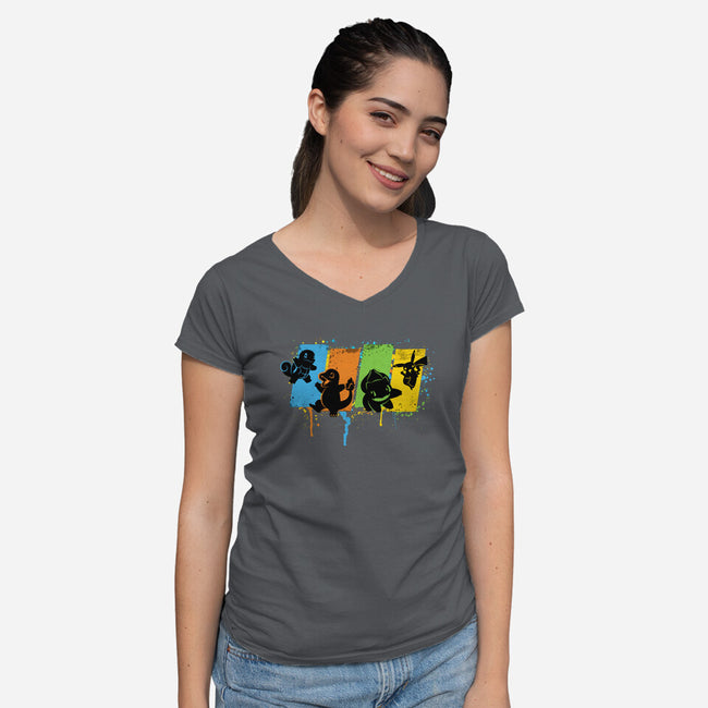 Pokequest-womens v-neck tee-rocketman_art