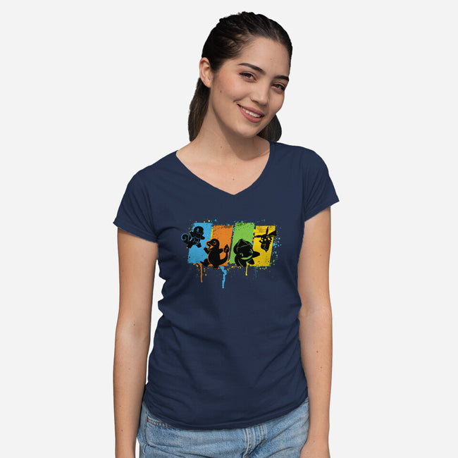 Pokequest-womens v-neck tee-rocketman_art