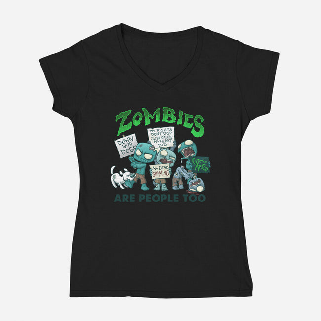 Zombie Rights-womens v-neck tee-DoOomcat