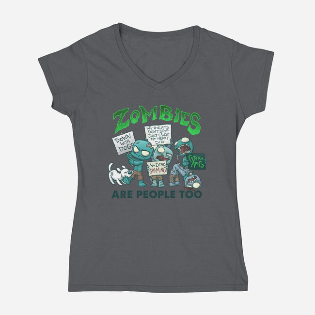 Zombie Rights-womens v-neck tee-DoOomcat
