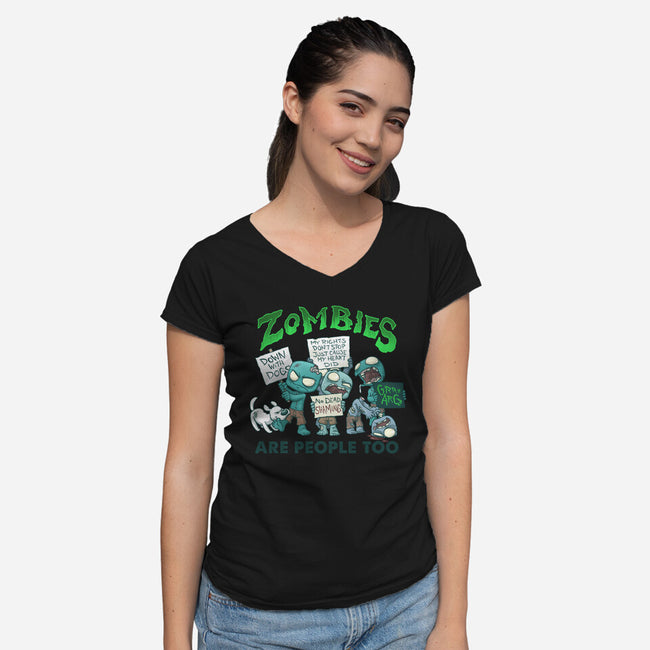 Zombie Rights-womens v-neck tee-DoOomcat