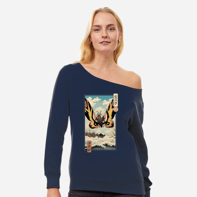 Ancient Moth Ukiyo-E-womens off shoulder sweatshirt-vp021
